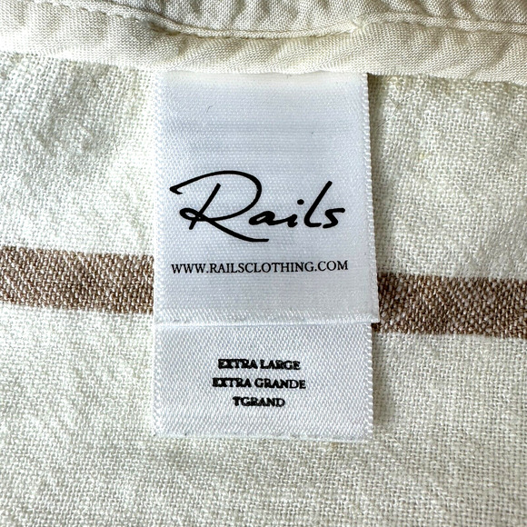 Rails Women's Flynn Mojave Linen Blend Stripe Cream Brown Blazer/Jacket Size XL - Picture 2 of 10